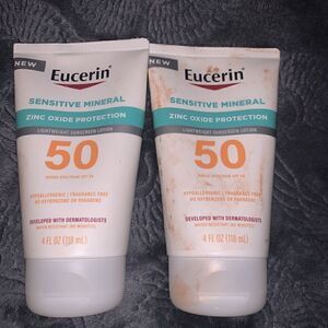 2-Eucerin Sensitive Mineral Lightweight Sunscreen Lotion SPF 50 4fl oz Exp 11/23